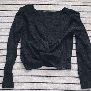 V-neck Twist Front Sweater